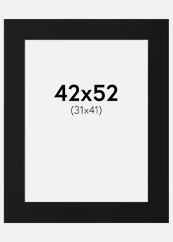 Passepartout Sort Standard (Hvid kerne) 42x52 cm (31x41)