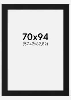 Passepartout Sort Standard (Hvid kerne) 70x94 cm (57,42x82,82)