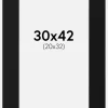 Passepartout Sort Standard (Hvid kerne) 30x42 cm (20x32)