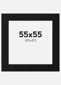 Passepartout Sort Standard (Hvid kerne) 55x55 cm (41x41)