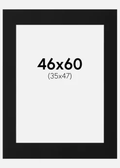 Passepartout Sort Standard (Hvid kerne) 46x60 cm (35x47)