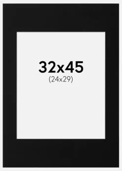 Passepartout Sort Standard (Hvid Kerne) 32x45 cm (24x29)