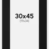 Passepartout Sort Standard (Hvid kerne) 30x45 cm (19x34)