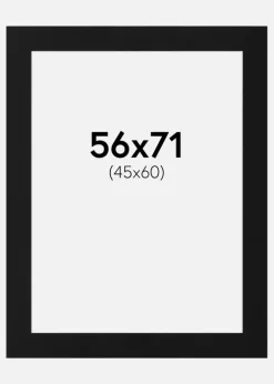 Passepartout Sort Standard (Hvid kerne) 56x71 cm (45x60)