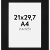 Passepartout Sort Standard (Hvid kerne) 21x29,7 cm (14x19,5)
