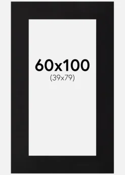 Passepartout Sort Standard (Hvid Kerne) 60x100 cm (39x79)