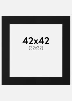 Passepartout Sort Standard (Hvid kerne) 42x42 cm (32x32)