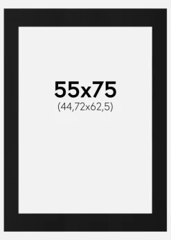 Passepartout Sort Standard (Hvid kerne) 55x75 cm (44,72x62,5)