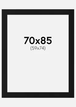 Passepartout Sort Standard (Hvid kerne) 70x85 cm (59x74)