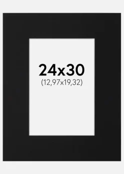 Passepartout Sort Standard (Hvid kerne) 24x30 cm (12,97x19,32)