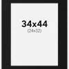 Passepartout Sort Standard (Hvid kerne) 34x44 cm (24x32)