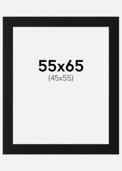 Passepartout Sort Standard (Hvid kerne) 55x65 cm (45x55)