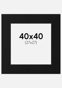 Passepartout Sort Standard (Hvid kerne) 40x40 cm (27x27)