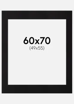 Passepartout Sort Standard (Hvid Kerne) 60x70 cm (49x55)