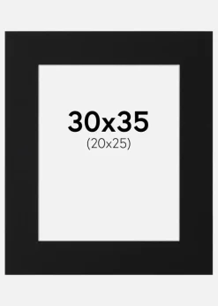 Passepartout Sort Standard (Hvid kerne) 30x35 cm (20x25)