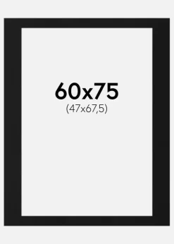 Passepartout Sort Standard (Hvid kerne) 60x75 cm (47x67,5)