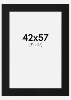 Passepartout Sort Standard (Hvid kerne) 42x57 cm (32x47)