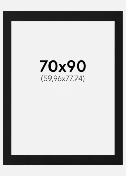 Passepartout Sort Standard (Hvid kerne) 70x90 cm (59,96x77,74)