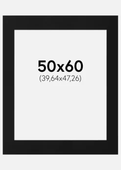 Passepartout Sort Standard (Hvid kerne) 50x60 cm (39,64x47,26)