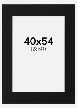 Passepartout Sort Standard (Hvid kerne) 40x54 cm (28x41)