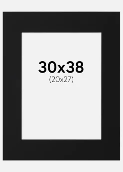 Passepartout Sort Standard (Hvid kerne) 30x38 cm (20x27)