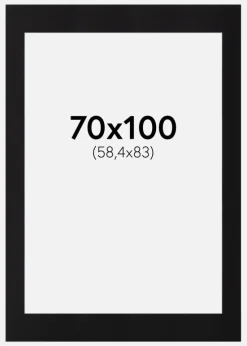 Passepartout Sort Standard (Hvid Kerne) 70x100 cm (58,4x83 - A1)