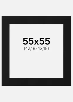 Passepartout Sort Standard (Hvid kerne) 55x55 cm (42,18x42,18)