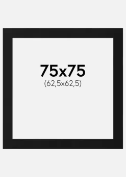 Passepartout Sort Standard (Hvid kerne) 75x75 cm (62,5x62,5)