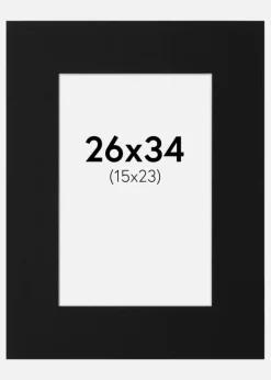 Passepartout Sort Standard (Hvid kerne) 26x34 cm (15x23)
