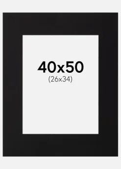 Passepartout Sort Standard (Hvid Kerne) 40x50 cm (26x34)