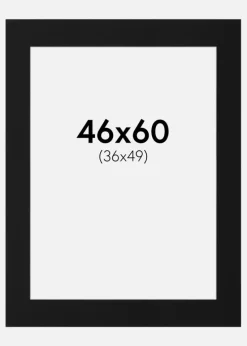Passepartout Sort Standard (Hvid kerne) 46x60 cm (36x49)