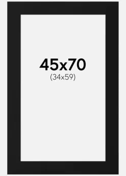 Passepartout Sort Standard (Hvid kerne) 45x70 cm (34x59)