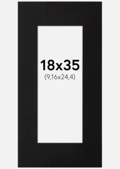 Passepartout Sort Standard (Hvid Kerne) 18x35 cm (9,16x24,4)