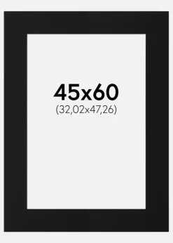 Passepartout Sort Standard (Hvid kerne) 45x60 cm (32,02x47,26)