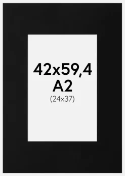Passepartout Sort Standard (Hvid Kerne) A2 42x59,4 cm (24x37)