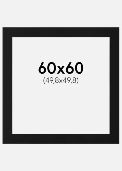 Passepartout Sort Standard (Hvid kerne) 60x60 cm (49,8x49,8)