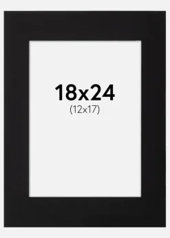 Passepartout Sort Standard (Hvid kerne) 18x24 cm (12x17)