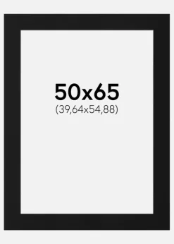 Passepartout Sort Standard (Hvid kerne) 50x65 cm (39,64x54,88)
