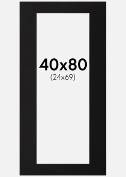 Passepartout Sort Standard (Hvid Kerne) 40x80 cm (24x69)