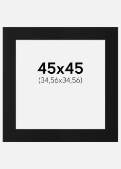 Passepartout Sort Standard (Hvid kerne) 45x45 cm (34,56x34,56)