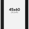 Passepartout Sort Standard (Hvid kerne) 45x60 cm (34,3x49)