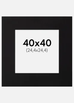 Passepartout Sort Standard (Hvid Kerne) 40x40 cm (24,4x24,4)