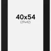 Passepartout Sort Standard (Hvid kerne) 40x54 cm (29x42)