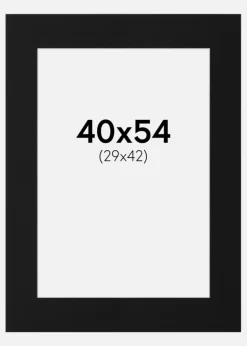 Passepartout Sort Standard (Hvid kerne) 40x54 cm (29x42)