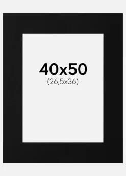 Passepartout Sort Standard (Hvid Kerne) 40x50 cm (26,5x36)