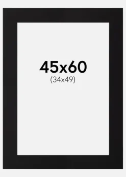 Passepartout Sort Standard (Hvid Kerne) 45x60 cm (34x49)