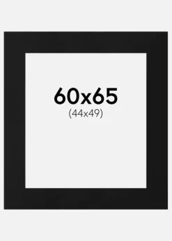 Passepartout Sort Standard (Hvid kerne) 60x65 cm (44x49)