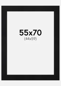 Passepartout Sort Standard (Hvid kerne) 55x70 cm (44x59)