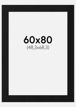 Passepartout Sort Standard (Hvid kerne) 60x80 cm (48,3x68,3)