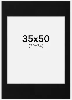 Passepartout Sort Standard (Hvid Kerne) 35x50 cm (29x34)